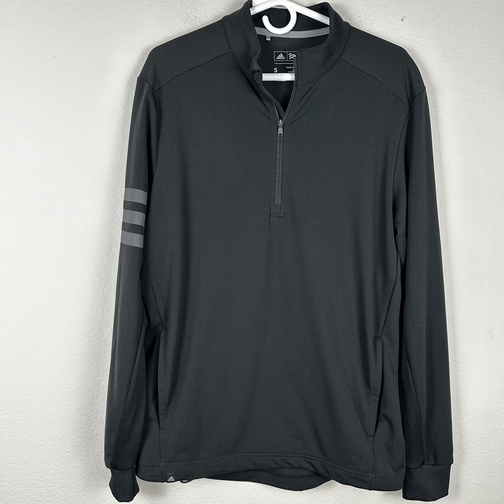 Adidas Men Jacket Small Golf 1/4 Zip Pullover Layering Jacket Black